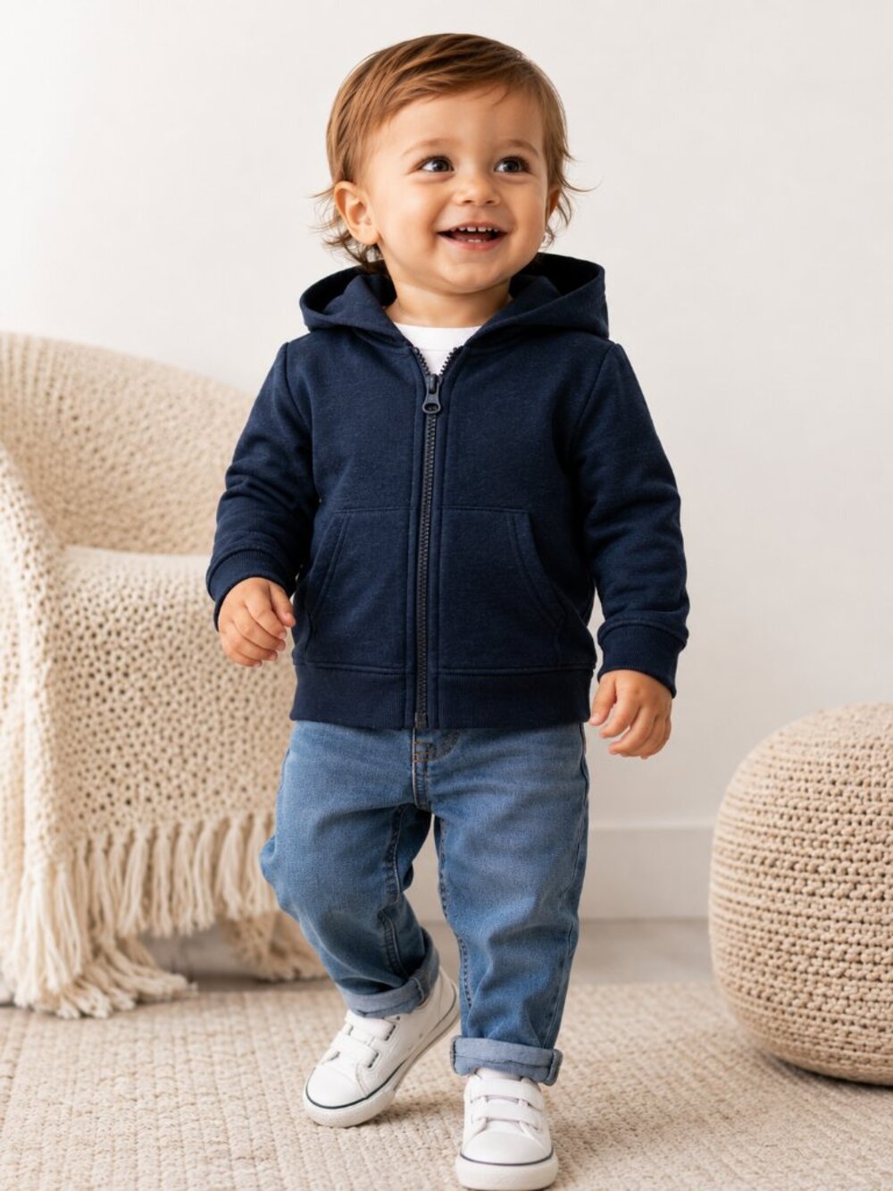 Cat & Jack Toddler Zip Up Hoodie Jacket 18M Blue Long Sleeve Fleece Hooded NWT
